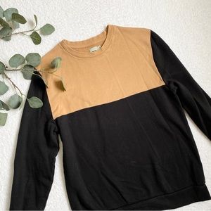 ASOS | Black and Tan colorblock crewneck sweatshirt